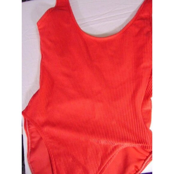 Vintage 80s Paradise Beach Club Red Swimsuit US 10 High Thigh Low Back Mervyns - Picture 8 of 9